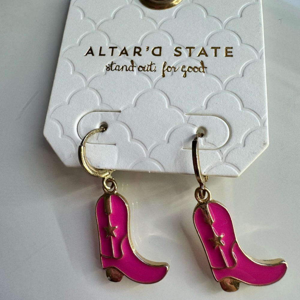 Altar’d State Gold Cowboy boot earrings